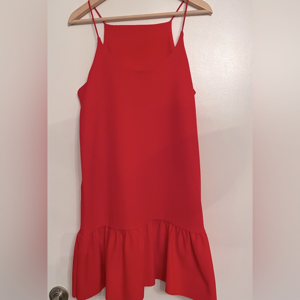 Red Spaghetti Strap Ruffle-Hem Dress - Picture 3 of 4